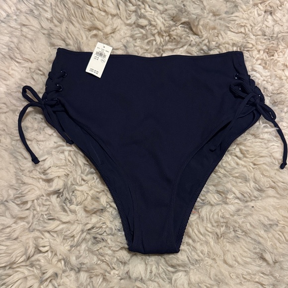 NEW Aerie The Cheeks Stretch Bikini Bottom Navy Medium - Picture 7 of 9